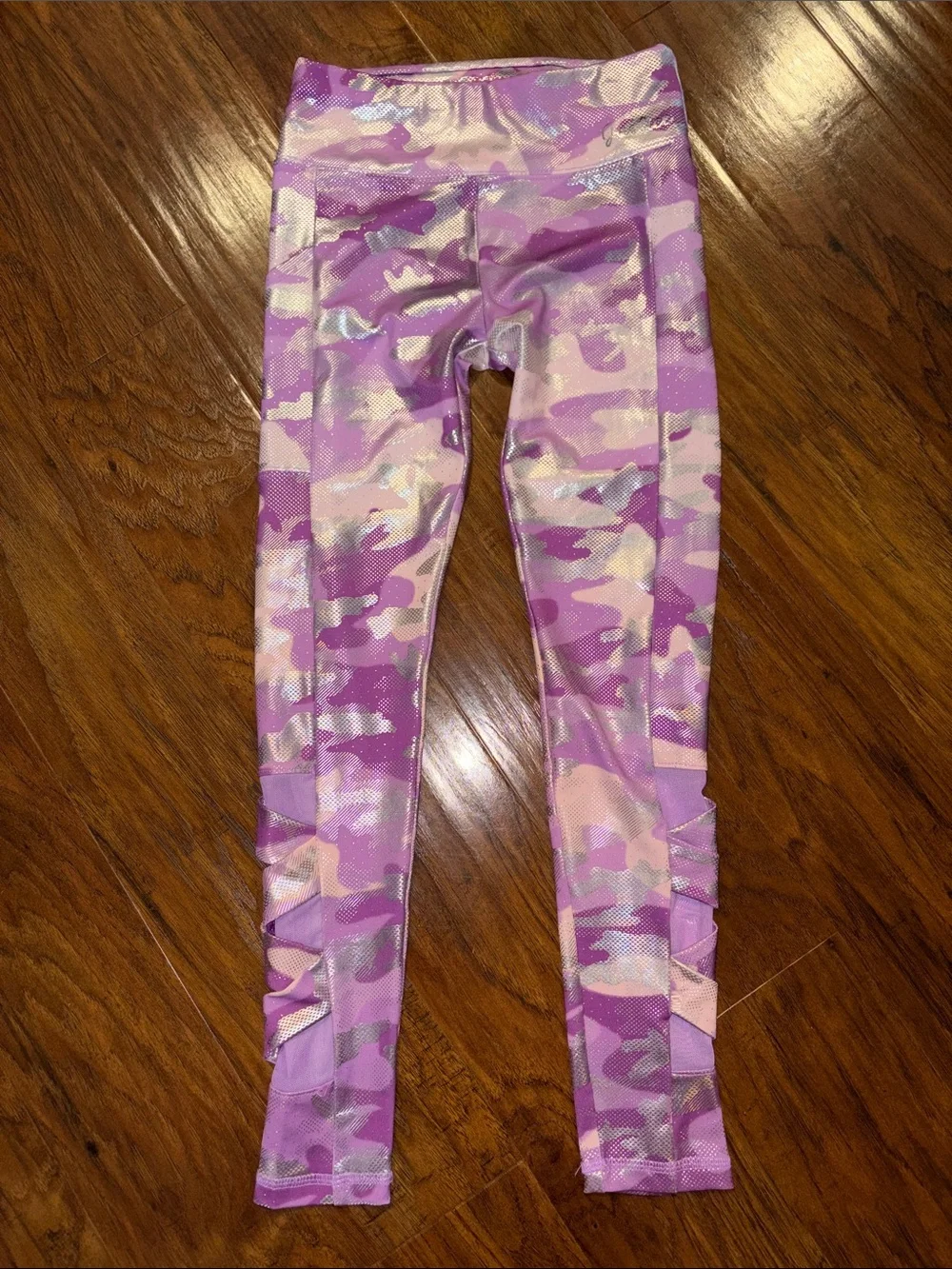 Justice Purple and Pink Camo Active Leggings Youth M